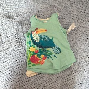Teal Tank Top With Blue Bird and White Tank Top